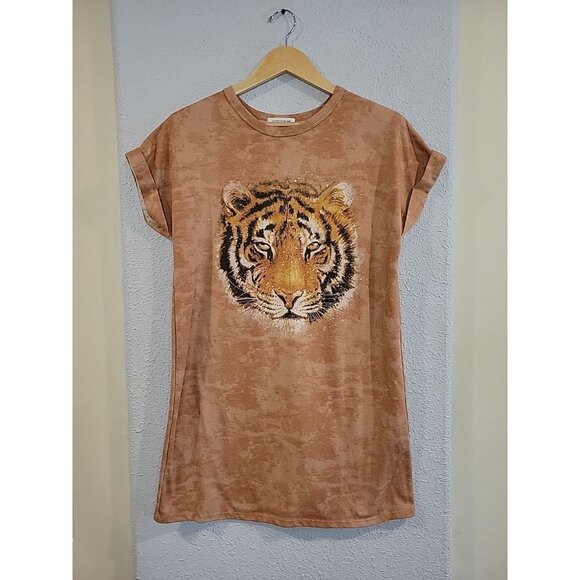 Caution To The Wind Tiger Face T Shirt Dress Size S/M - Picture 1 of 4